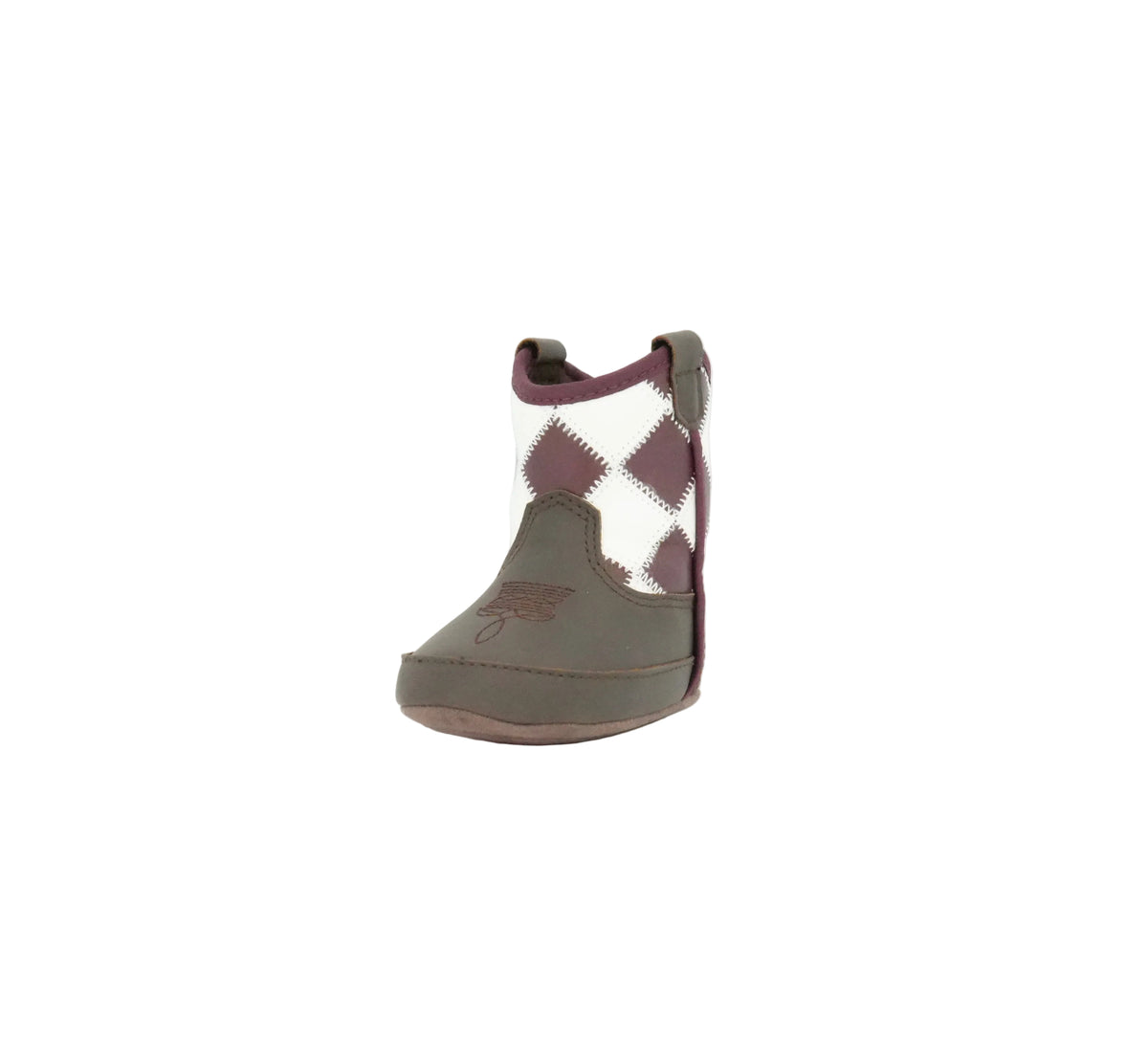 Twister Infant Braxton Checkered Chocolate Boot - Burgundy/White