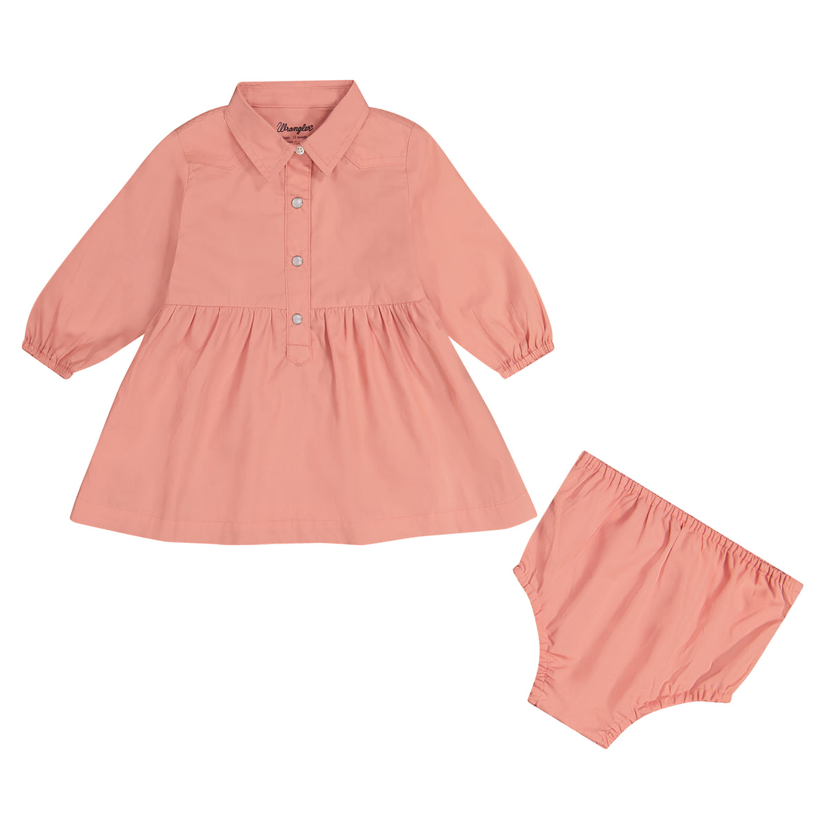 Wrangler Girl's Long Sleeve Western Snap Dress - Pink