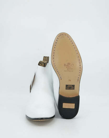 Besserro Kid's Leather Charro Short Boot - White