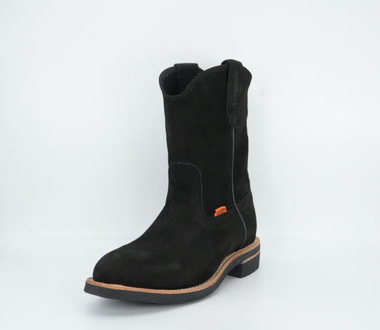 Original Michel Nobuck Pull Up Oval Toe Work Boot - Black