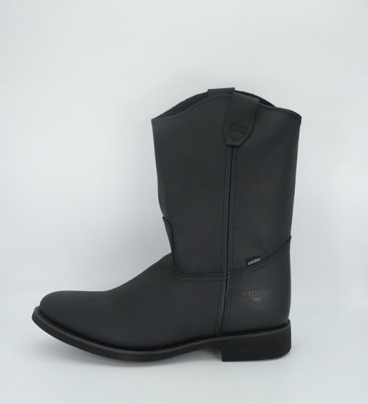 Establo Men's Grasso Pull Up Round Toe Work Boot - Black