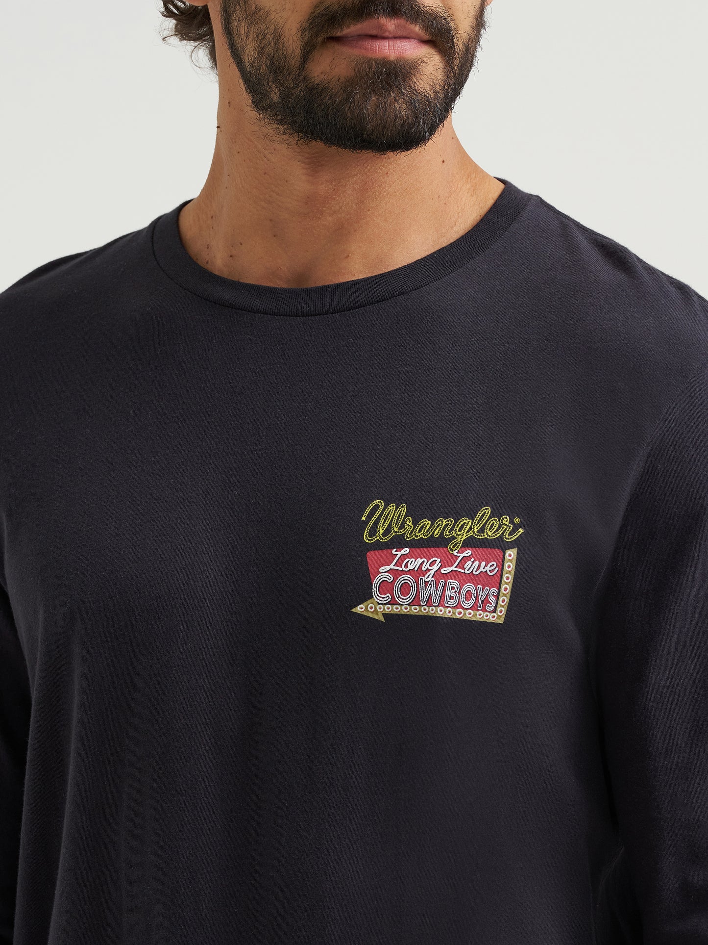 Wrangler Men's Black Cowboy Back Graphic Long Sleeve