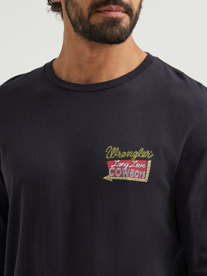 Wrangler Men's Black Cowboy Back Graphic Long Sleeve