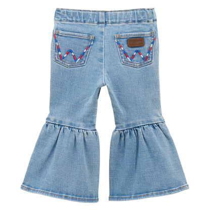 Wrangler Girl's Ruffle Leg Flare Jean - Light Blue