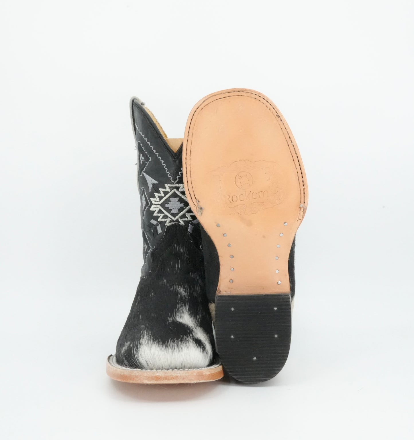 Rock'em Kid's Cow Hair White/Black Boots Size: 11 US / 18 MEX  *AS SEEN ON IMAGE*