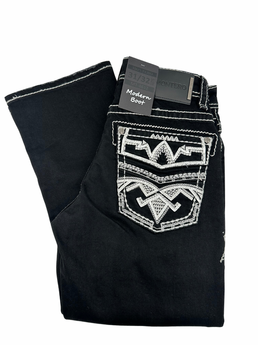 Montero Denim Ace Stitched Pocket Black Modern Boot Jean