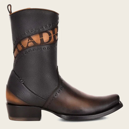 Cuadra Men's Brown Leather Engraved Detail Boots