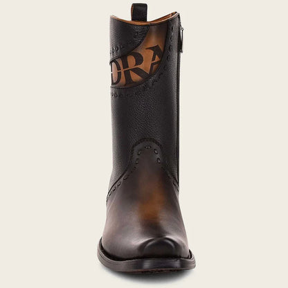 Cuadra Men's Brown Leather Engraved Detail Boots