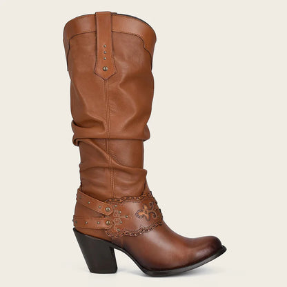 Cuadra Women's Engraved Honey Leather Tall Boot