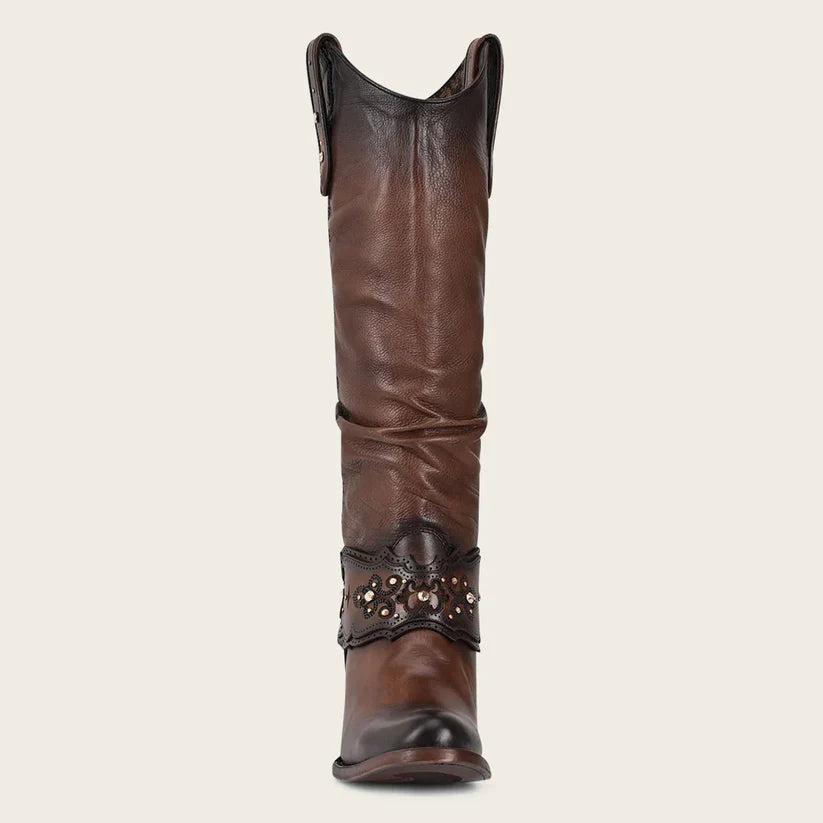 Cuadra Women's Hand-Printed Brown Leather Boot