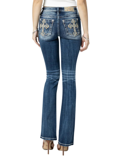 Miss Me Aztec Embroidered Cross Bootcut Jean