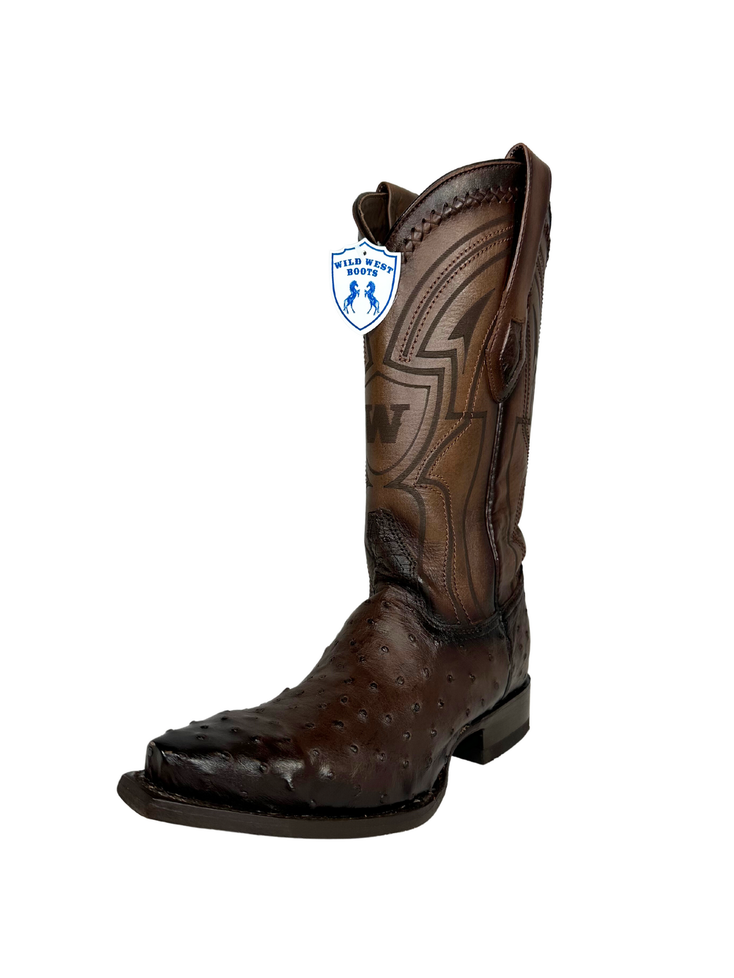 Wild West Faded Brown Genuine Ostrich Snip Toe Boot