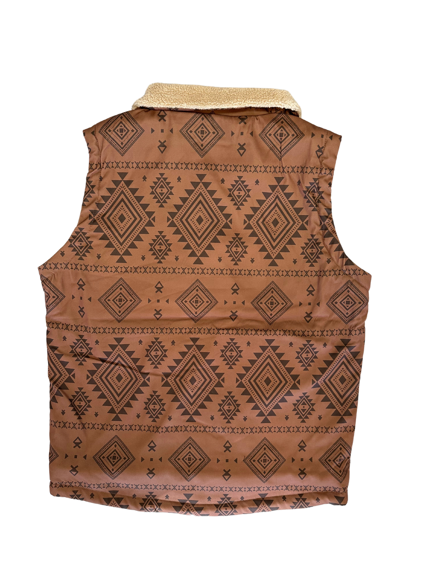 Lamasini Camel Tribal Puffer Vest