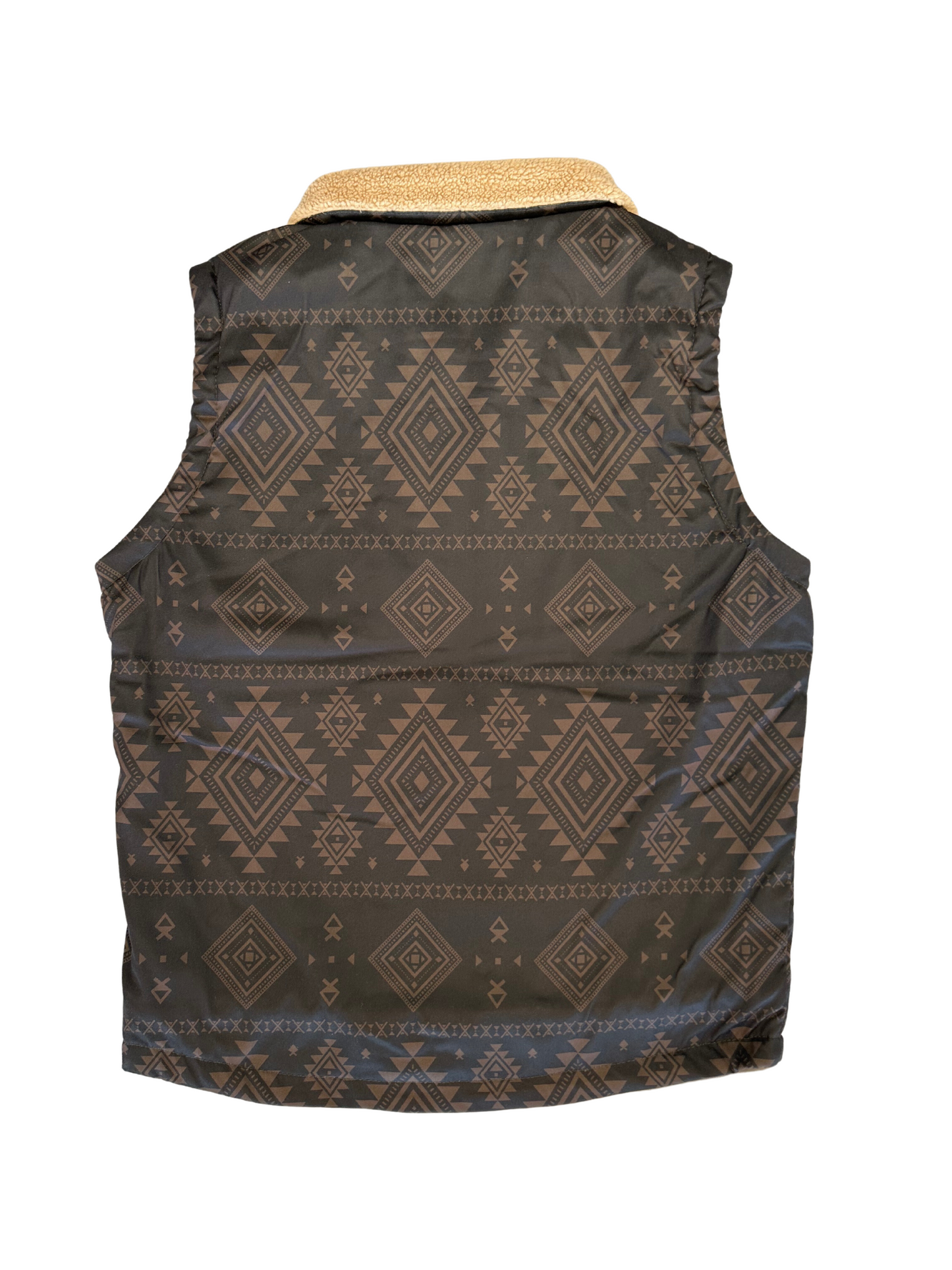 Lamasini Dark Brown Tribal Puffer Vest