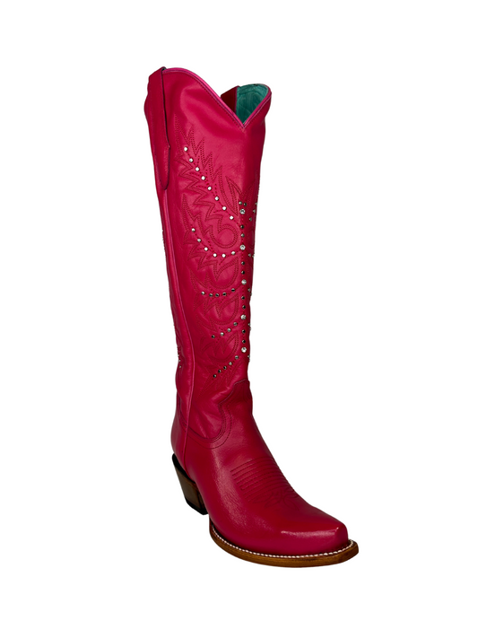 Quincy Fuchsia Pink Tall Leather Boot