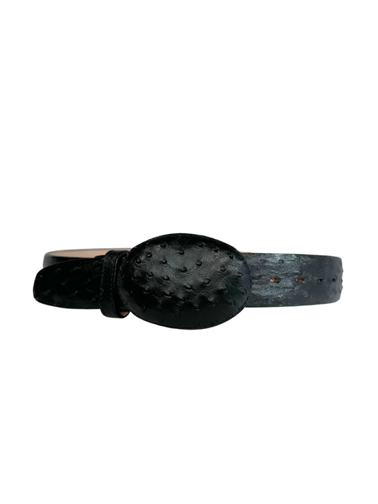 Genuine Black Ostrich Belt