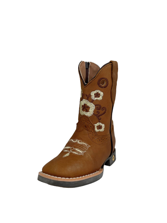 Black Stone Girl's Tan Floral Boot