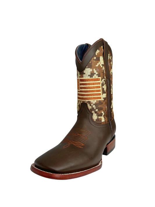 Los Angeles Brown Leather Sqaure Toe Boot