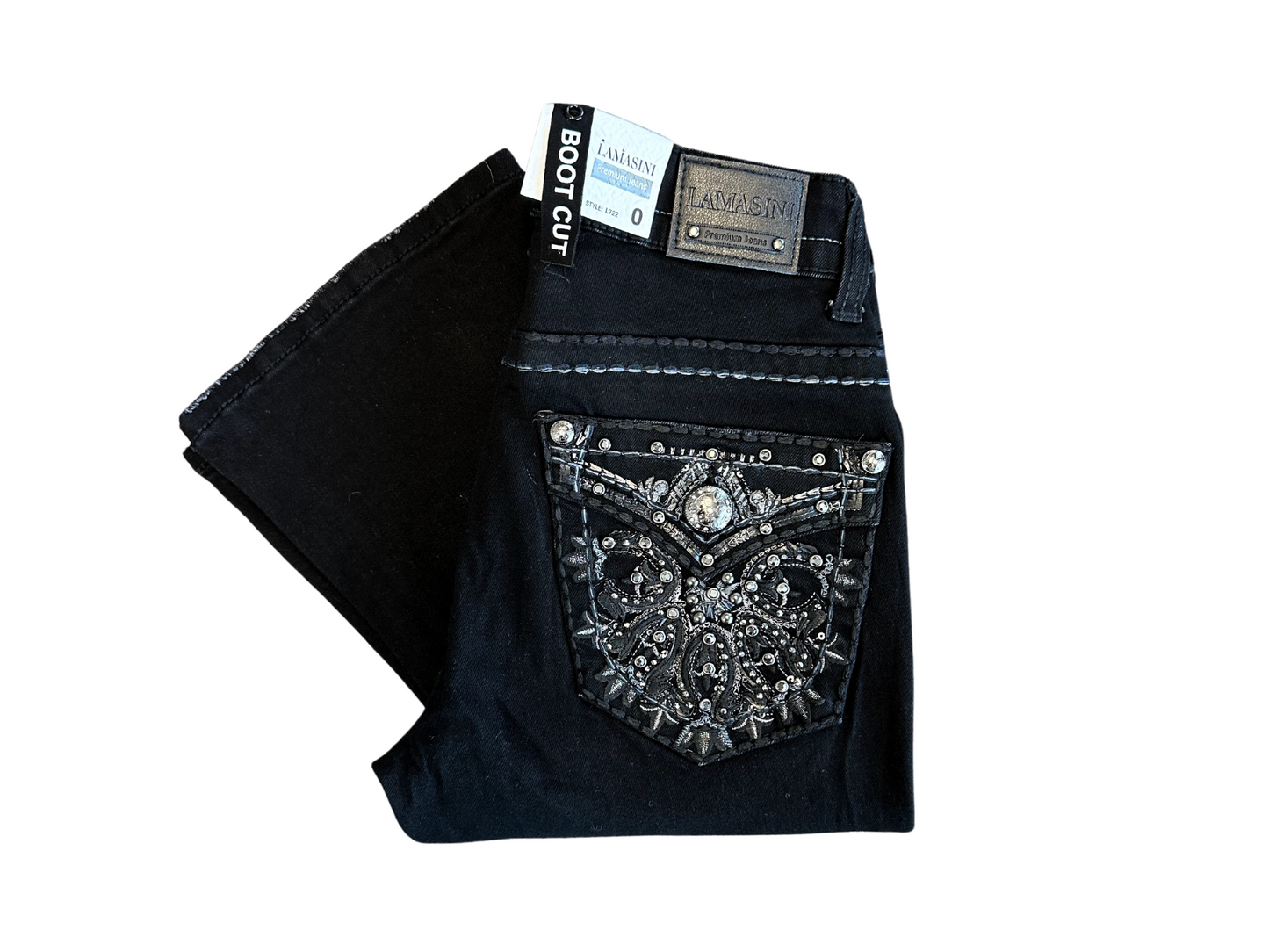 Lamasini Black Bling Pocket Design Bootcut Jean