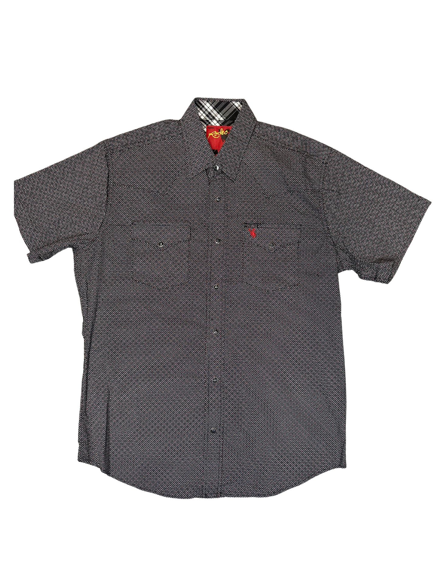 Men's Rodeo Black/Red Short Sleeve Button Down Shirt