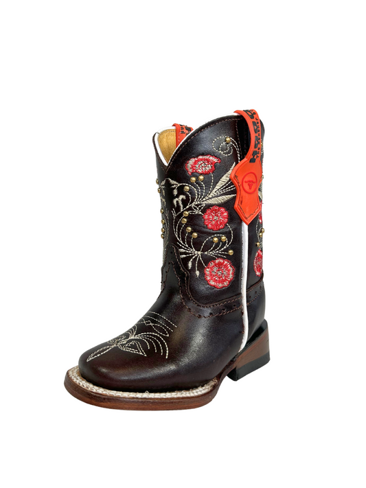 Hooch Girl's Brown Floral Beaded Boot