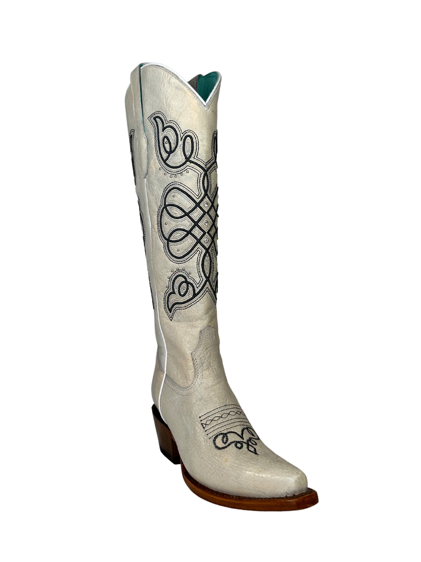 Quincy White Tall Leather Boot