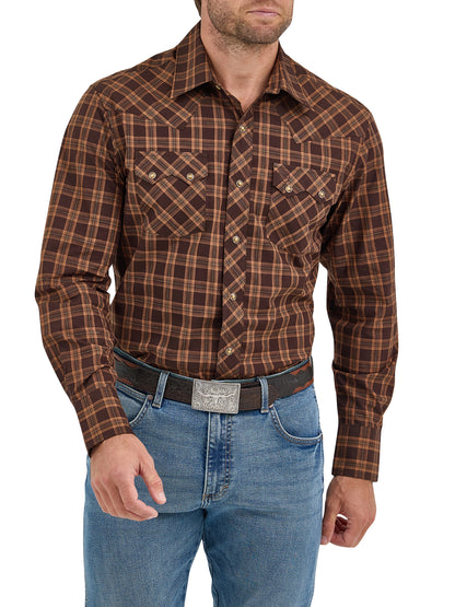 Wrangler Men's Retro Long Sleeve Sawtooth Snap Pocket Western Shirt