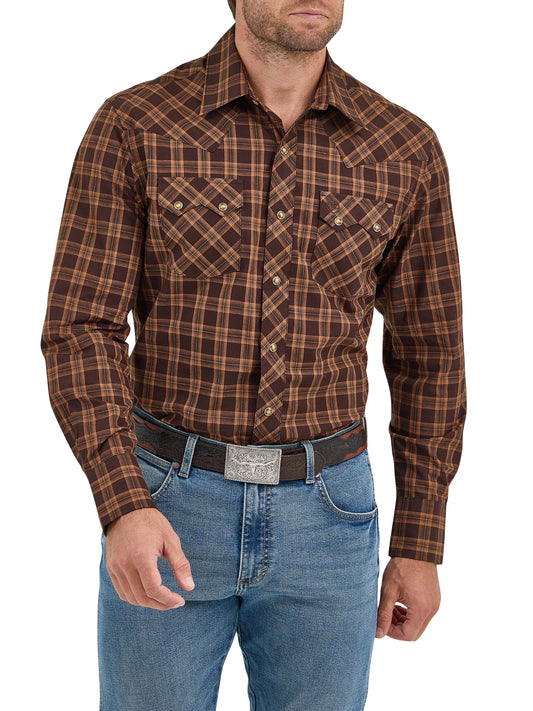 Wrangler Men's Retro Long Sleeve Sawtooth Snap Pocket Western Shirt