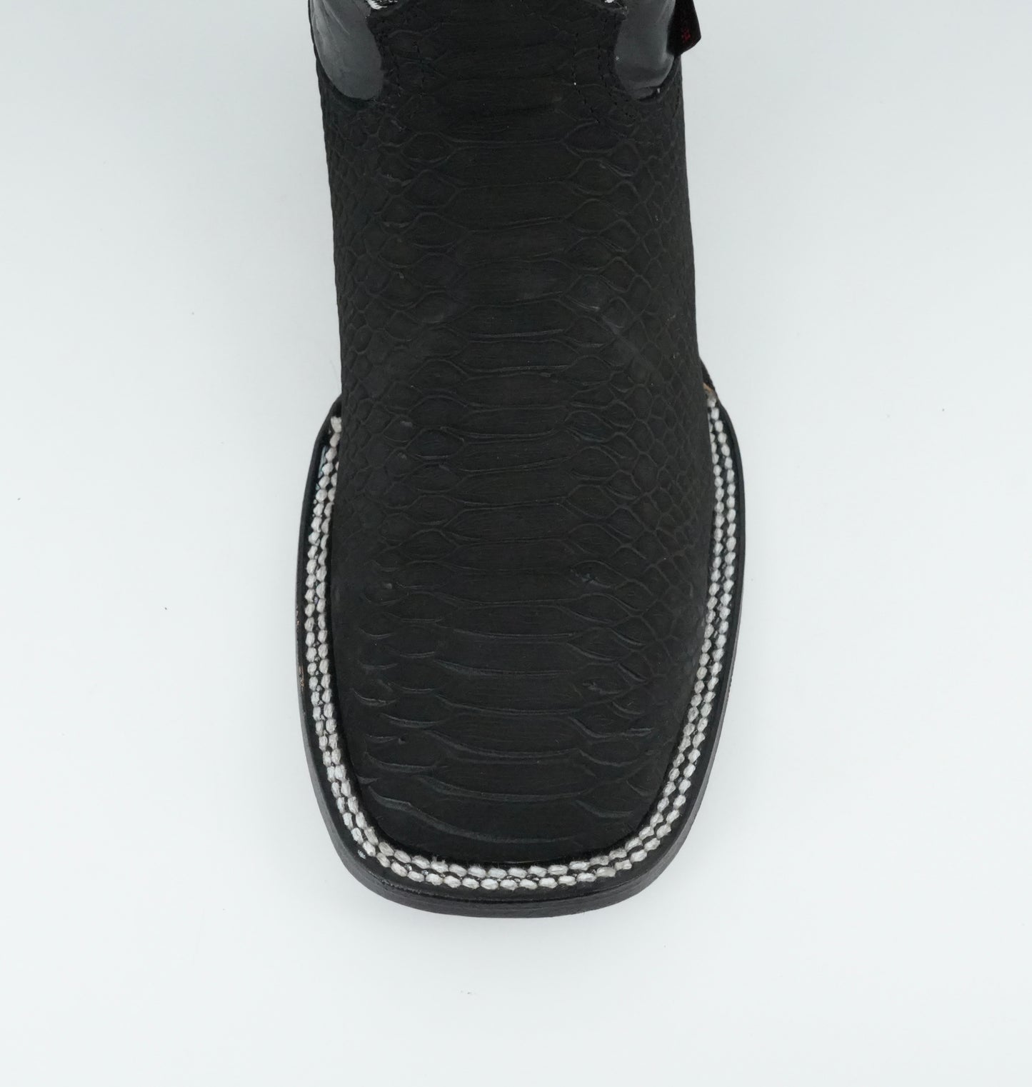 Hooch Men's Nobuck Black Python Print Square Toe Boot