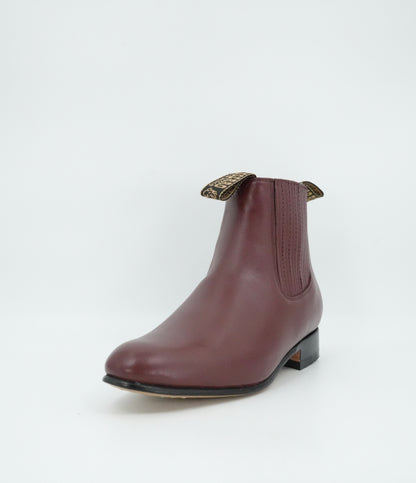 Besserro Kid's Leather Charro Short Boot - Wine