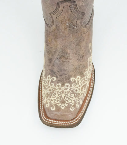 Corral Women’s Brown Bone Floral Square Toe Boot