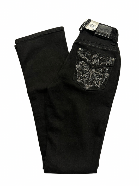 Lamasini Black Bling Star Pocket Bootcut Jean