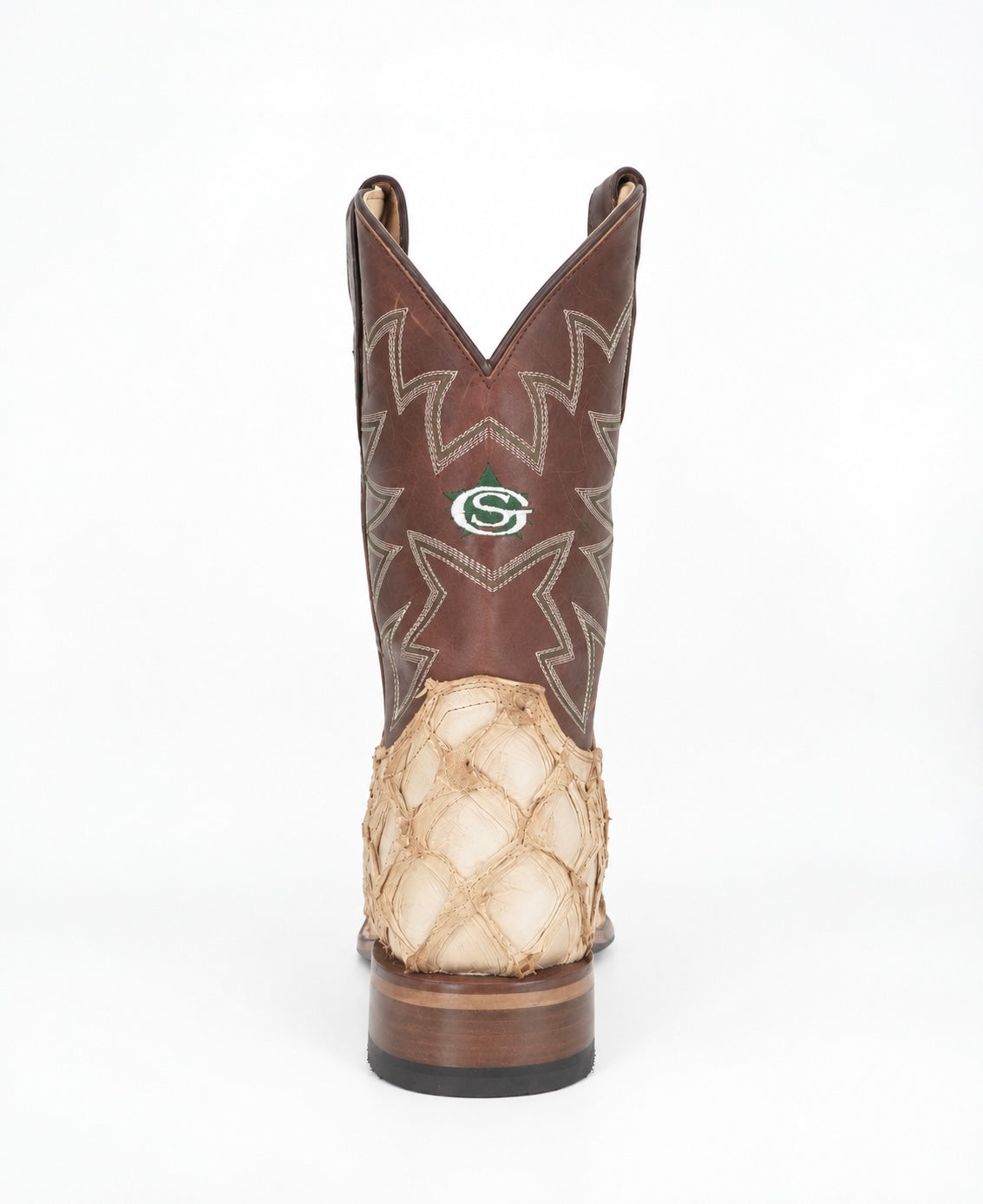 Justin Men's Genuine Pirarucu Wide Square Toe Boot - Rustic Tan