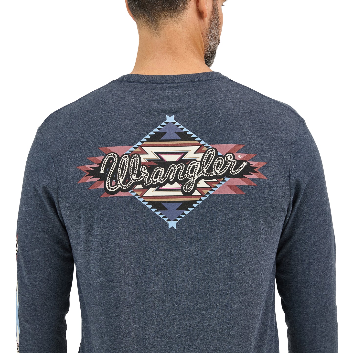 Wrangler Men's Long Sleeve Back Graphic Dark Navy T-Shirt
