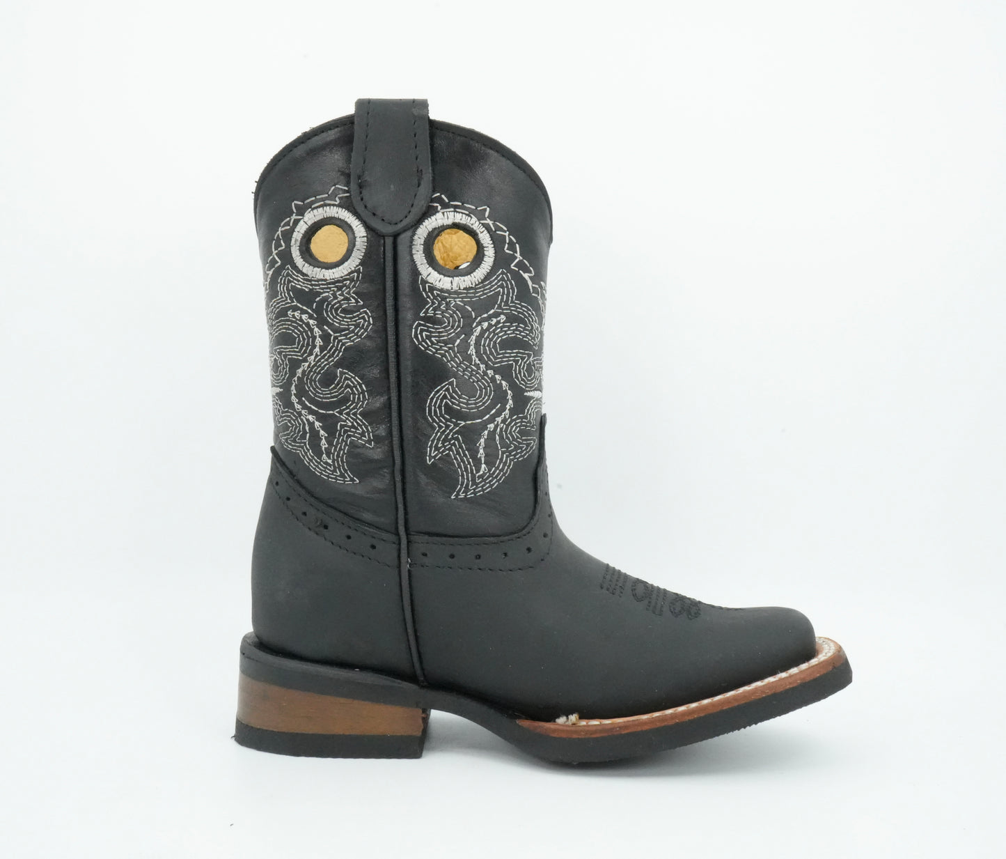 Quincy Kid's Crazy Black Square Toe Boot