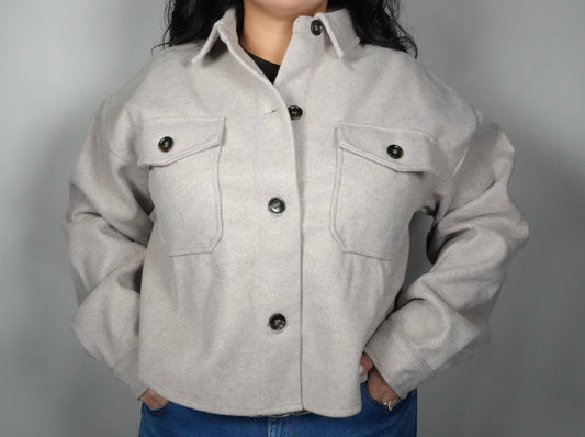 Women’s Woolie Faux Wool Cropped Shaket - Taupe