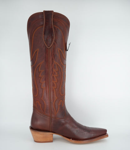 Tony Lama Women's Jess Tall Western Snip Toe Boot Cognac