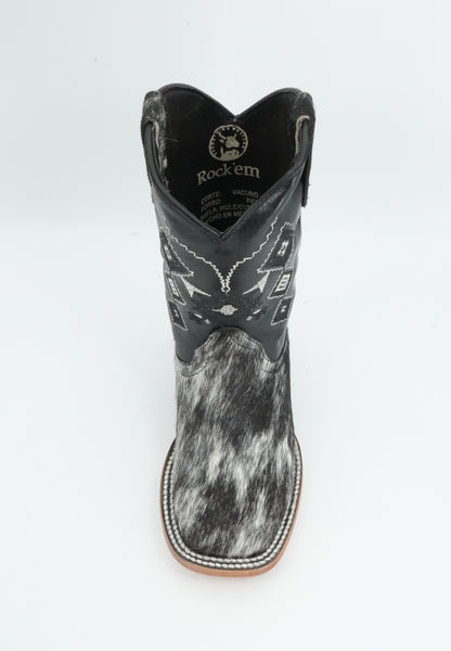 Rock'em Kid's Cow Hair White/Black Boots Size: 13 US / 20 MEX  *AS SEEN ON IMAGE*