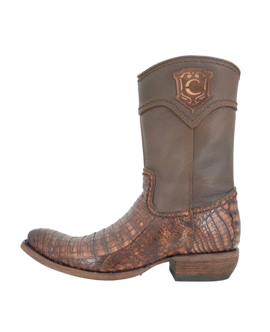 Cuadra Men's Caiman Belly Round Toe Boot - Brunt Brown