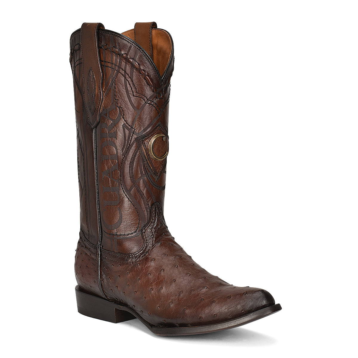 Cuadra Men's Brown Genuine Ostrich Leather Round Toe Boot