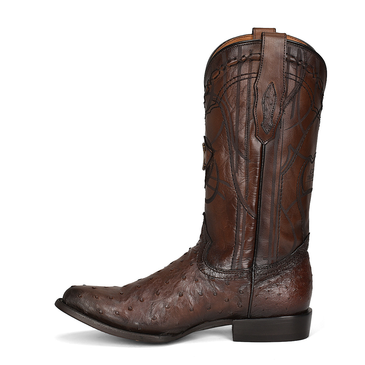 Cuadra Men's Brown Genuine Ostrich Leather Round Toe Boot