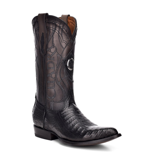 Cuadra Men's Black Genuine Caiman Belly Leather Round Toe Boot