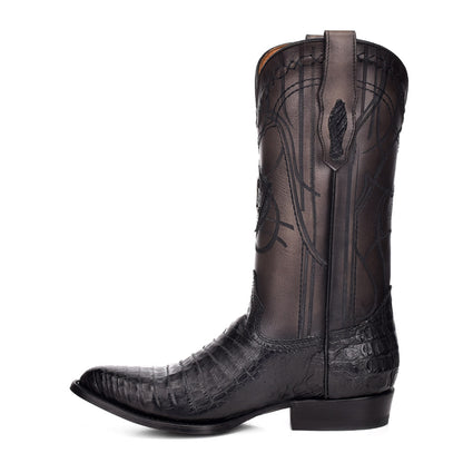 Cuadra Men's Black Genuine Caiman Belly Leather Round Toe Boot
