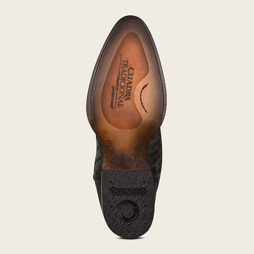 Cuadra Men's Black Genuine Ostrich Leather Round Toe Boot