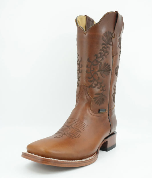A&A Women's Mahogany Genuine Leather Wide Square Toe Boot