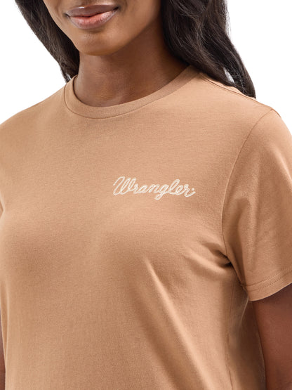 Wrangler Women's Back Western Graphic Tee Brown