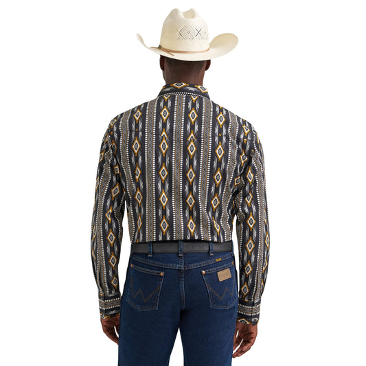 Wrangler Checotah Long Sleeve Western Snap Shirt - Crow Black