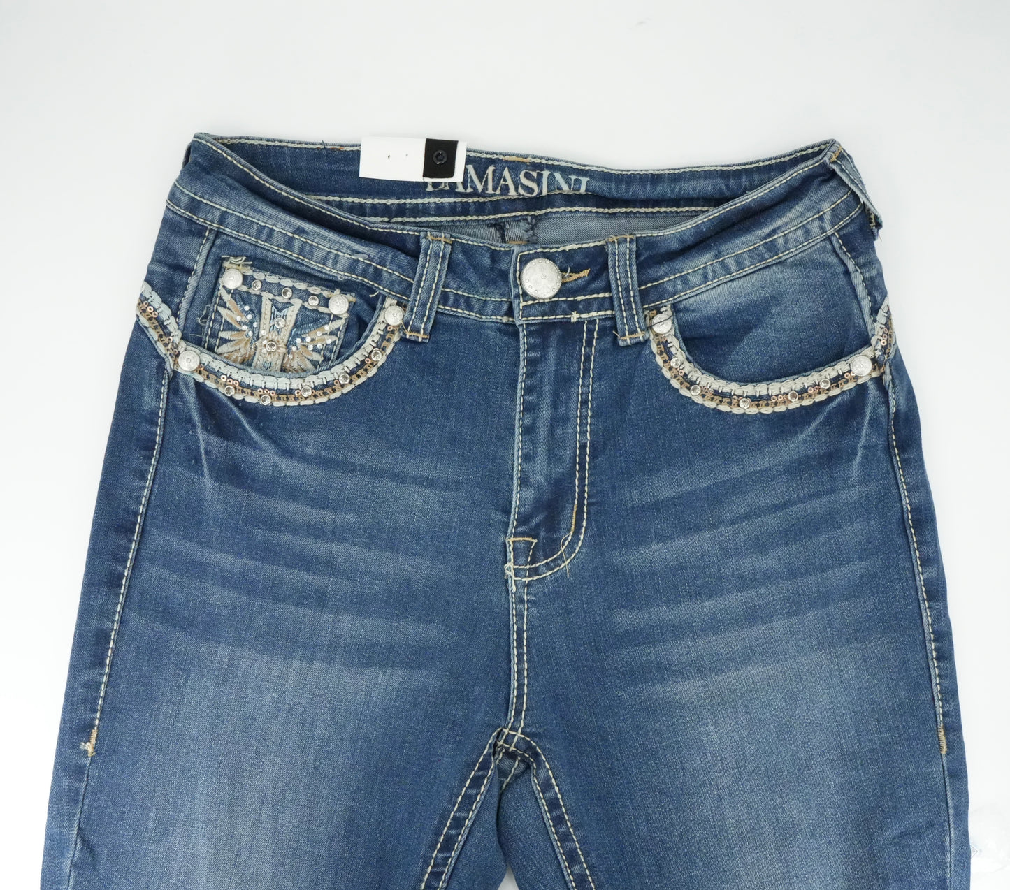 Lamasini Women's Bling Wing Pocket Bootcut Jean Medium Blue