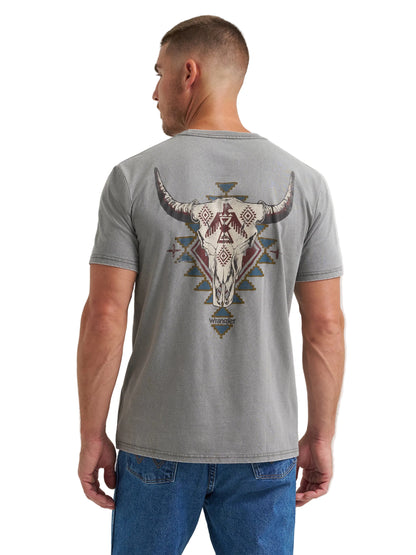 Wrangler Men's Steer Skull Back Graphic T-Shirt - Grey Heather