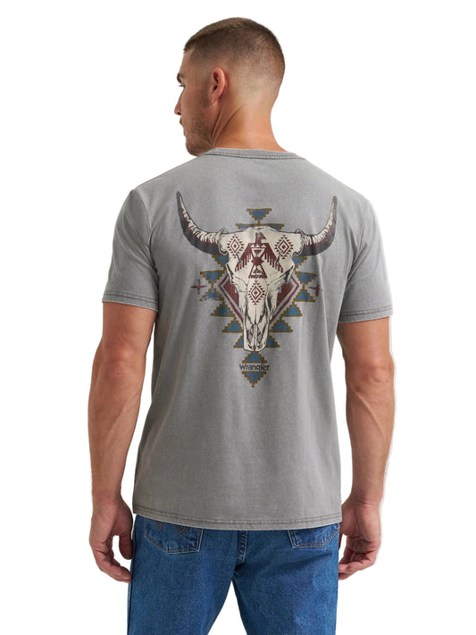 Wrangler Men's Steer Skull Back Graphic T-Shirt - Grey Heather